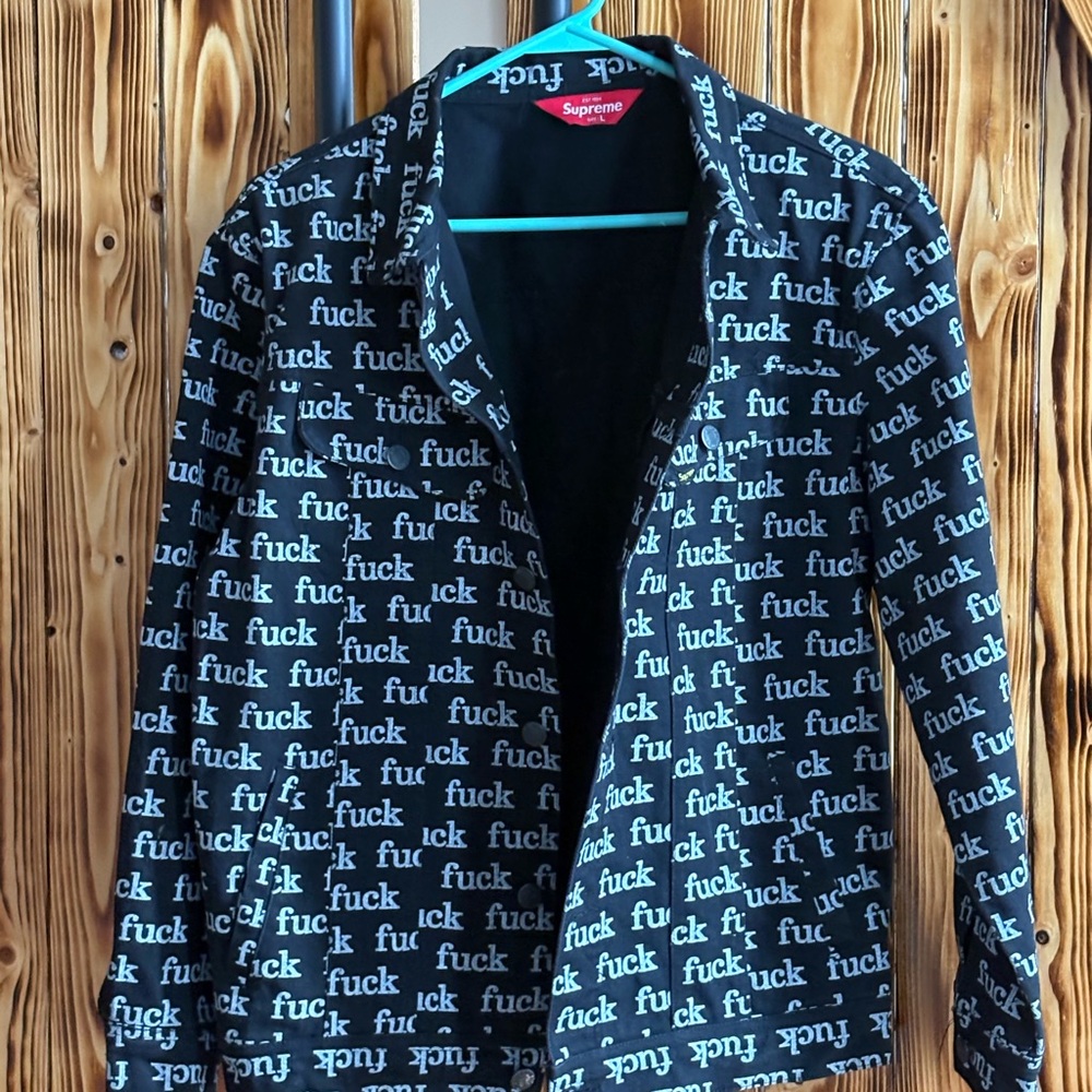 2013 supreme denim f**k jacket size large